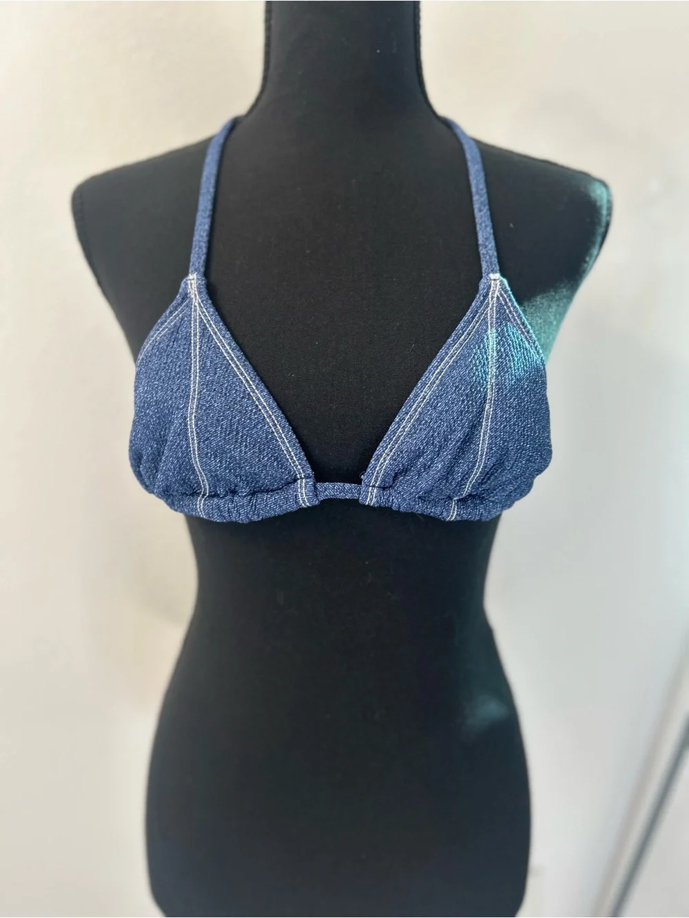 wild fable Dark Blue Denim-Look Triangle Bralette